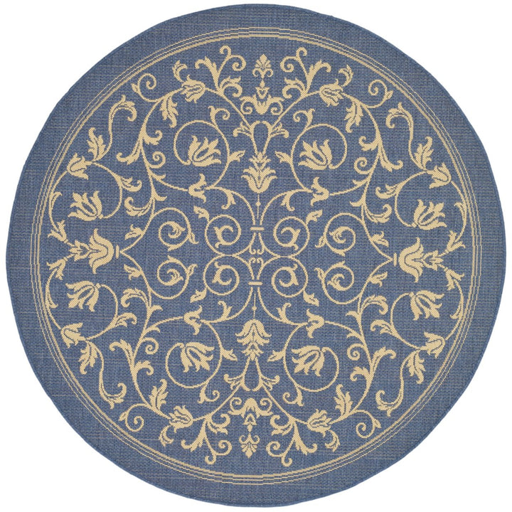 SAFAVIEH Outdoor CY2098-3103 Courtyard Blue / Natural Rug Image 1