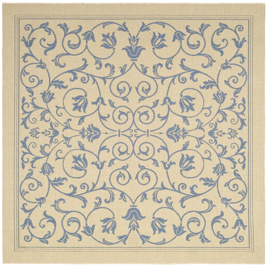 SAFAVIEH Outdoor CY2098-3101 Courtyard Natural / Blue Rug Image 9