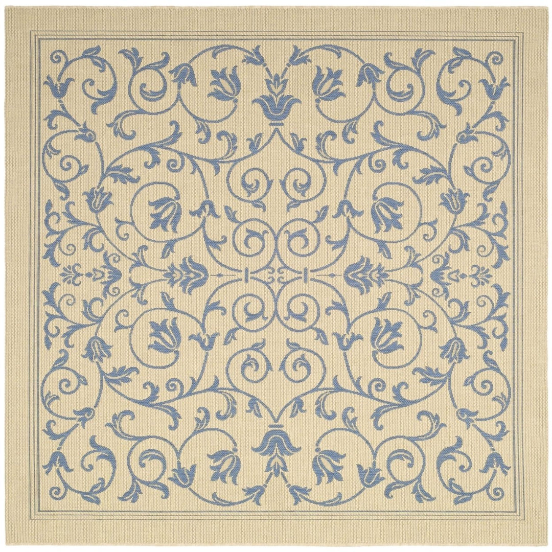 SAFAVIEH Outdoor CY2098-3101 Courtyard Natural / Blue Rug Image 1