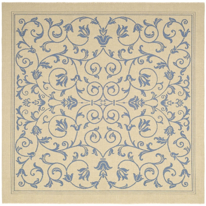 SAFAVIEH Outdoor CY2098-3101 Courtyard Natural / Blue Rug Image 1