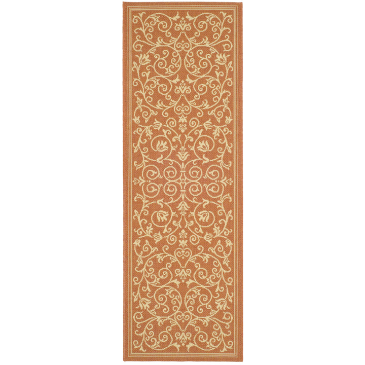 SAFAVIEH Outdoor CY2098-3202 Courtyard Terracotta / Natural Rug Image 3