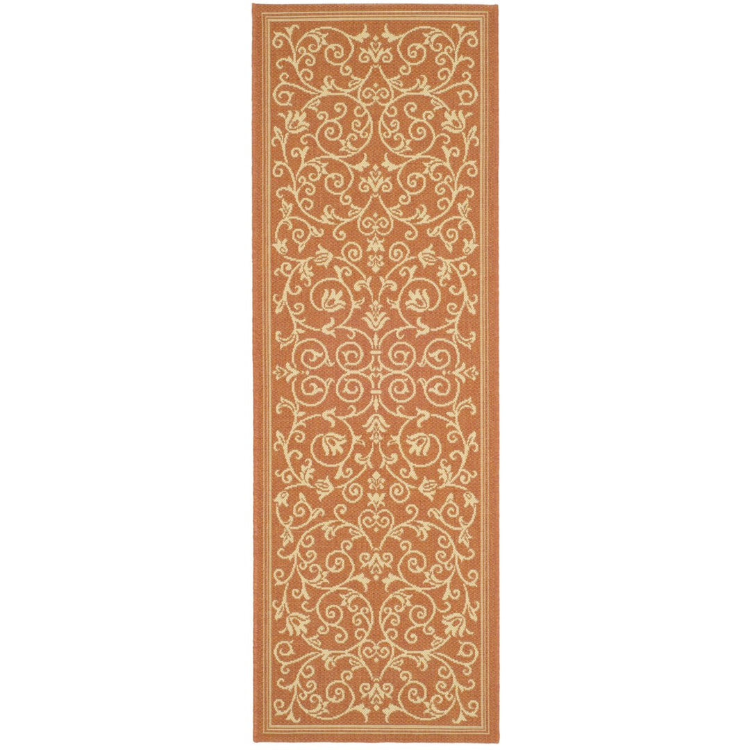 SAFAVIEH Outdoor CY2098-3202 Courtyard Terracotta / Natural Rug Image 1