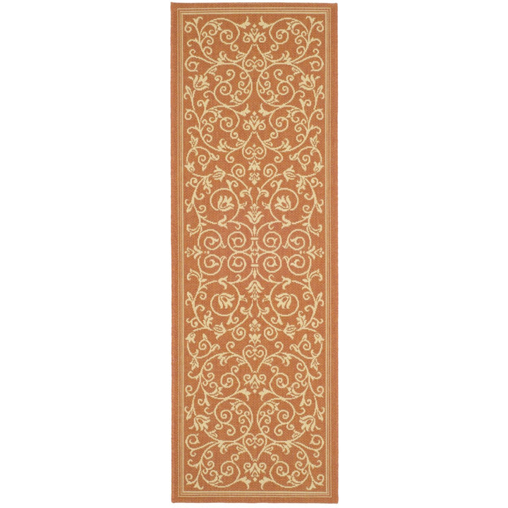 SAFAVIEH Outdoor CY2098-3202 Courtyard Terracotta / Natural Rug Image 1