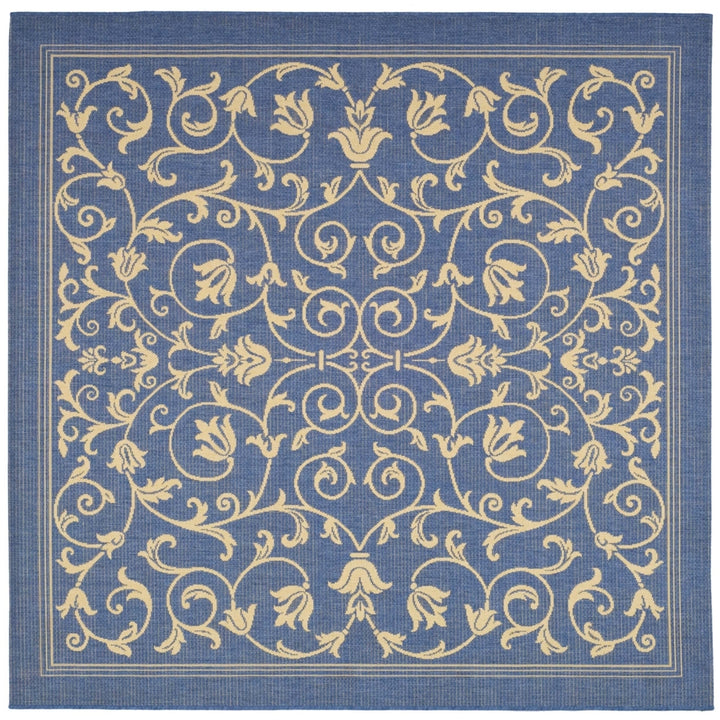 SAFAVIEH Outdoor CY2098-3103 Courtyard Blue / Natural Rug Image 7