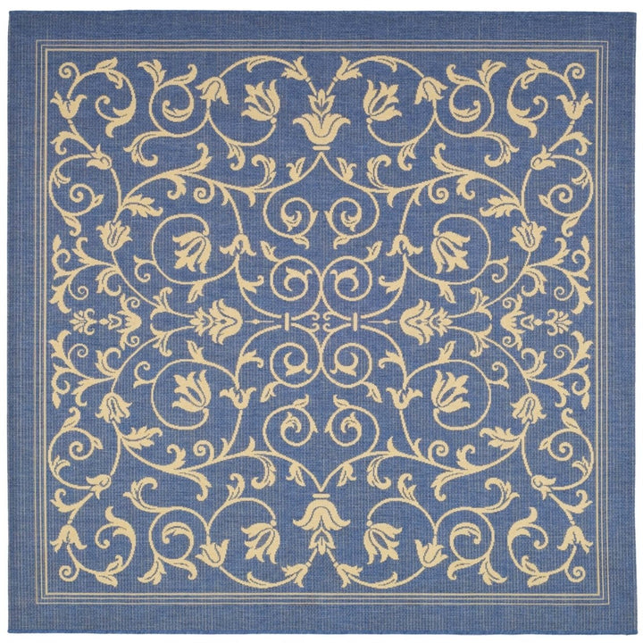 SAFAVIEH Outdoor CY2098-3103 Courtyard Blue / Natural Rug Image 1