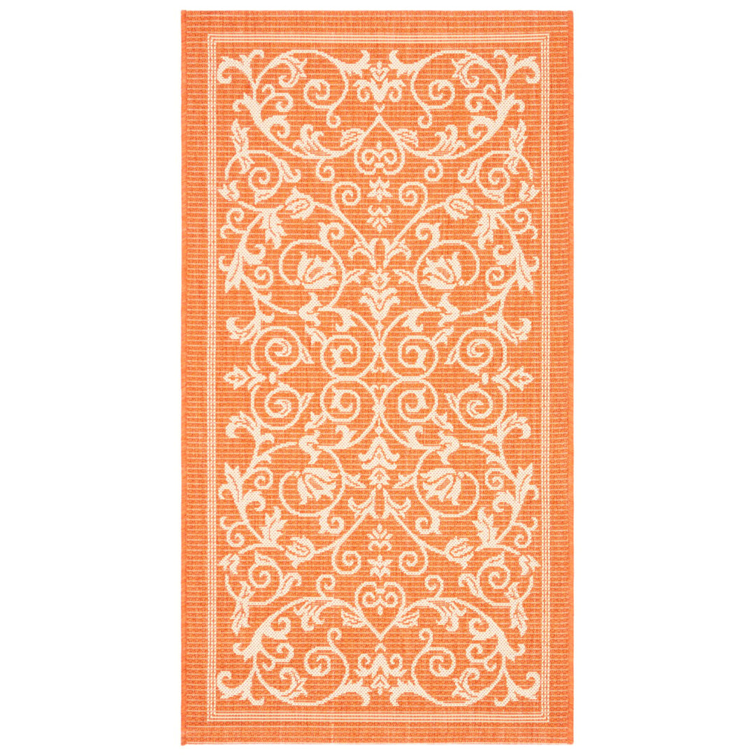 SAFAVIEH Outdoor CY2098-3202 Courtyard Terracotta / Natural Rug Image 1