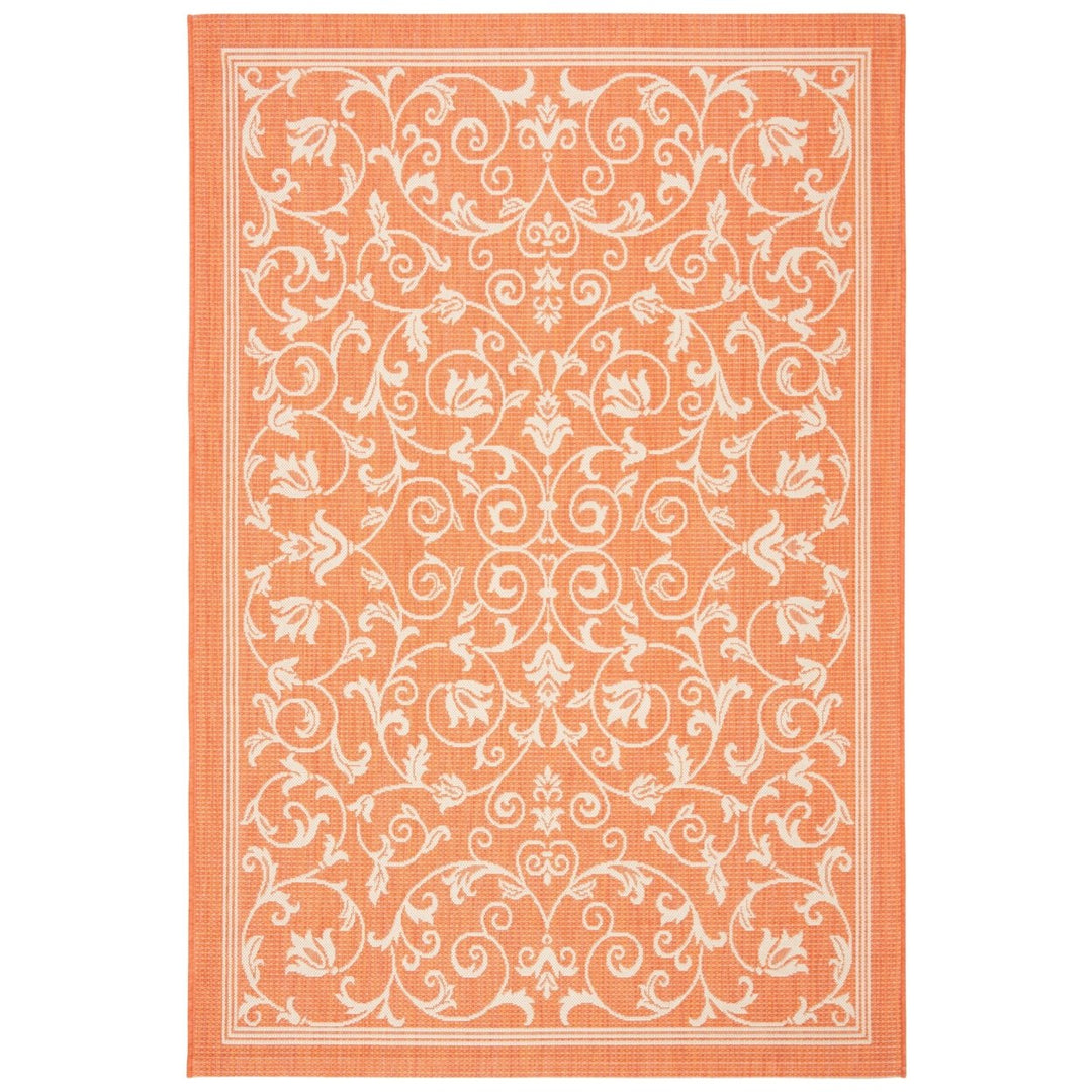 SAFAVIEH Outdoor CY2098-3202 Courtyard Terracotta / Natural Rug Image 1