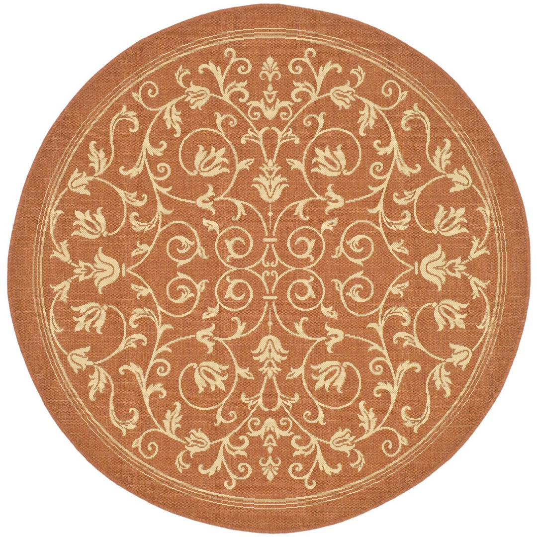 SAFAVIEH Outdoor CY2098-3202 Courtyard Terracotta / Natural Rug Image 1