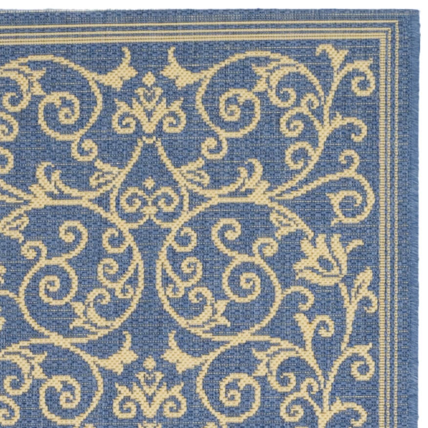 SAFAVIEH Outdoor CY2098-3103 Courtyard Blue / Natural Rug Image 9