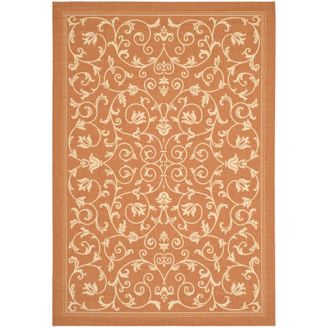 SAFAVIEH Outdoor CY2098-3202 Courtyard Terracotta / Natural Rug Image 7