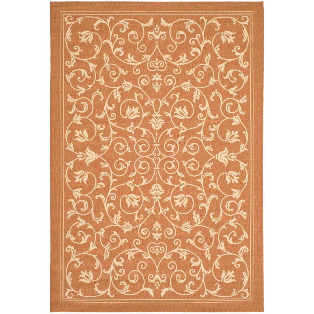 SAFAVIEH Outdoor CY2098-3202 Courtyard Terracotta / Natural Rug Image 1