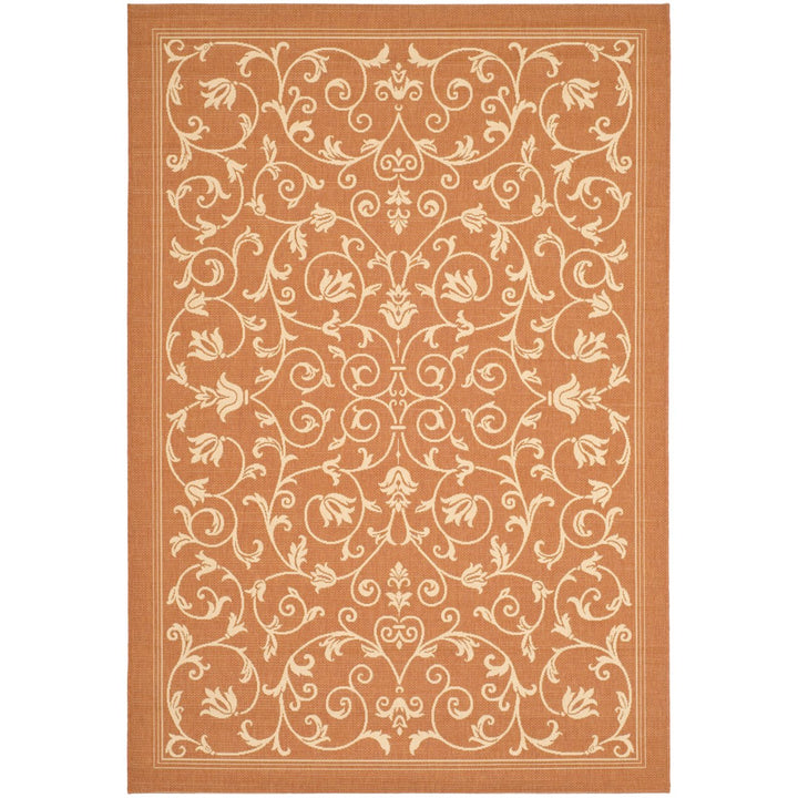 SAFAVIEH Outdoor CY2098-3202 Courtyard Terracotta / Natural Rug Image 1