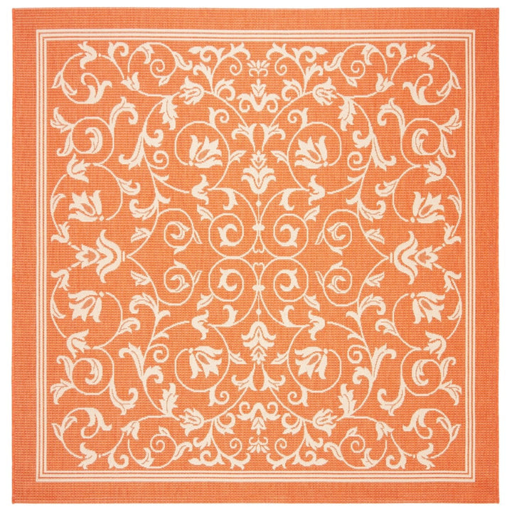 SAFAVIEH Outdoor CY2098-3202 Courtyard Terracotta / Natural Rug Image 1