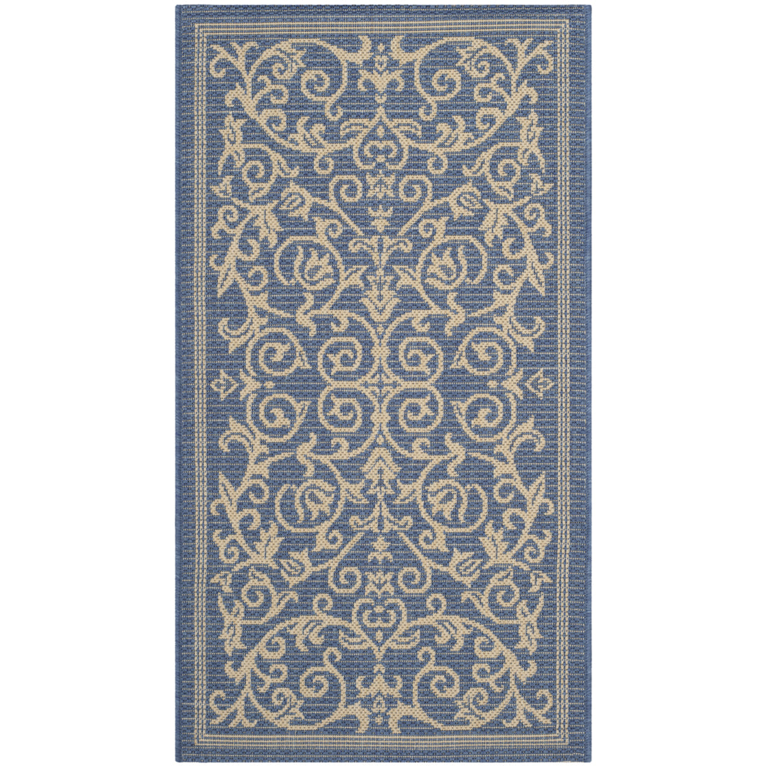 SAFAVIEH Outdoor CY2098-3103 Courtyard Blue / Natural Rug Image 11