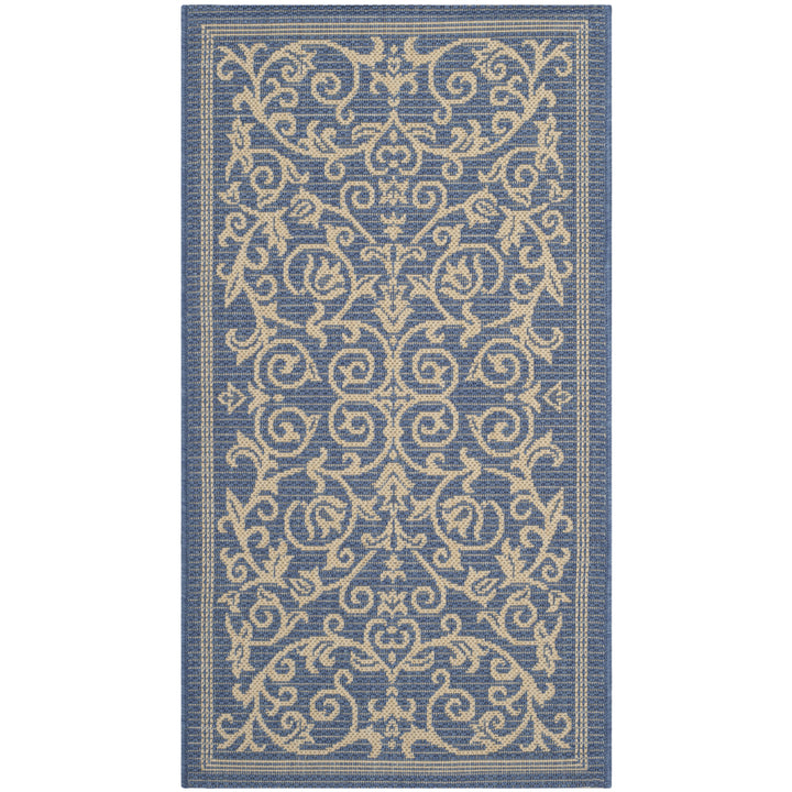 SAFAVIEH Outdoor CY2098-3103 Courtyard Blue / Natural Rug Image 11