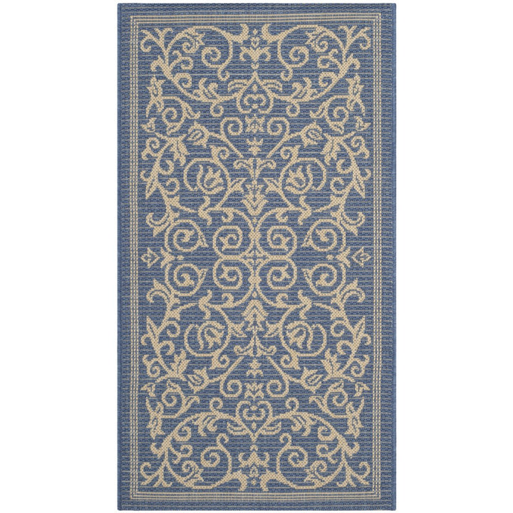 SAFAVIEH Outdoor CY2098-3103 Courtyard Blue / Natural Rug Image 1