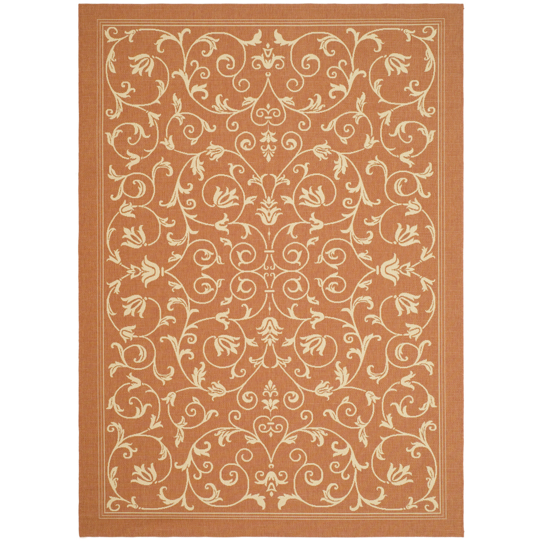 SAFAVIEH Outdoor CY2098-3202 Courtyard Terracotta / Natural Rug Image 9