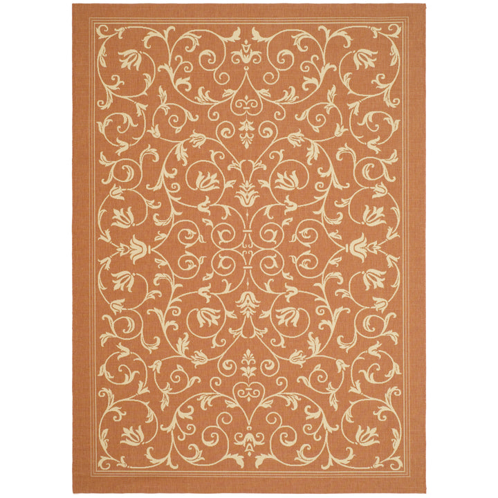 SAFAVIEH Outdoor CY2098-3202 Courtyard Terracotta / Natural Rug Image 9