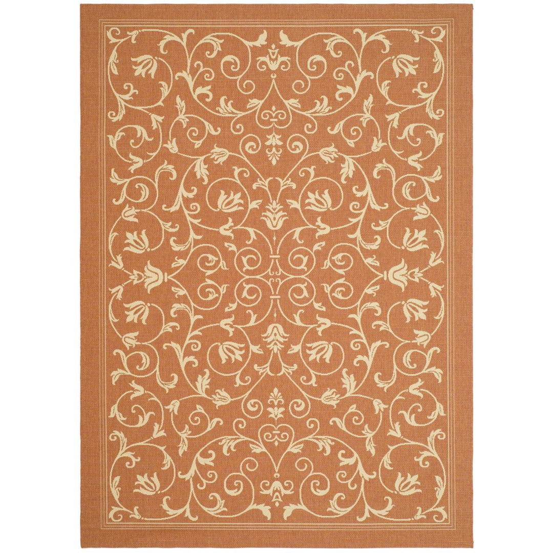 SAFAVIEH Outdoor CY2098-3202 Courtyard Terracotta / Natural Rug Image 1