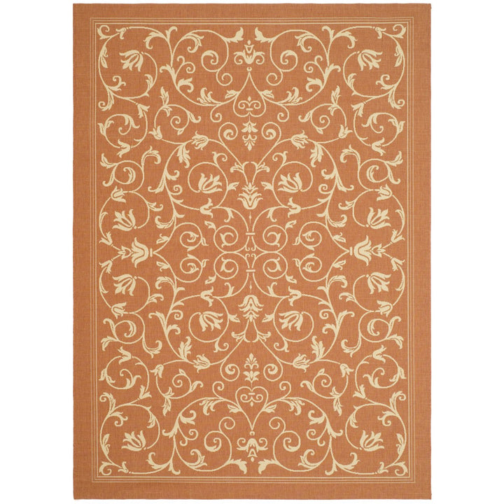 SAFAVIEH Outdoor CY2098-3202 Courtyard Terracotta / Natural Rug Image 1