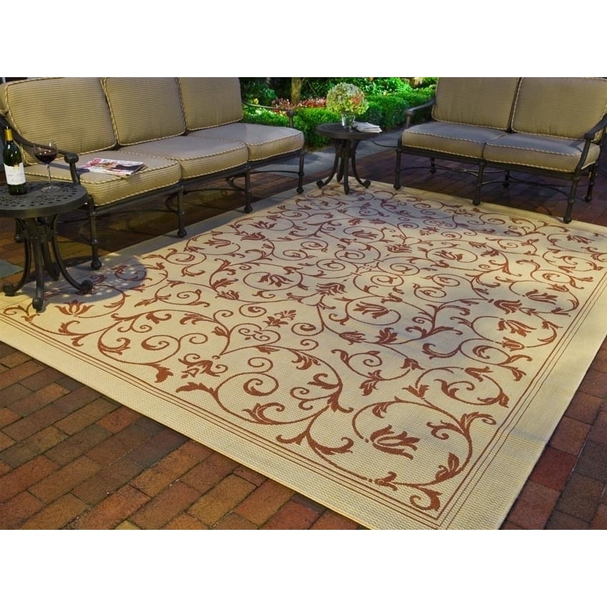 SAFAVIEH Outdoor CY2098-3201 Courtyard Natural / Terra Rug Image 1