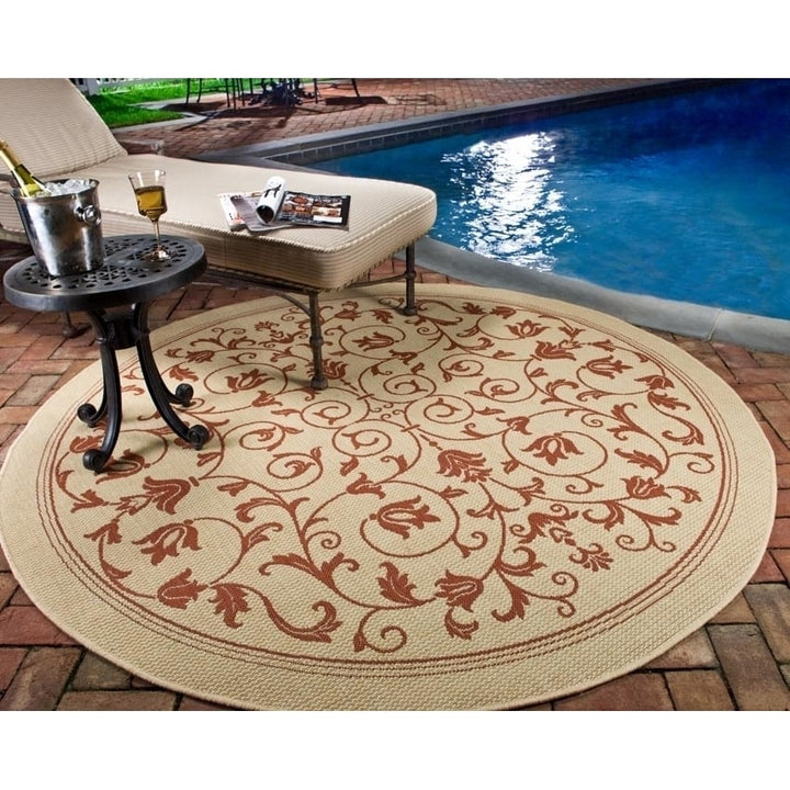 SAFAVIEH Outdoor CY2098-3201 Courtyard Natural / Terra Rug Image 1