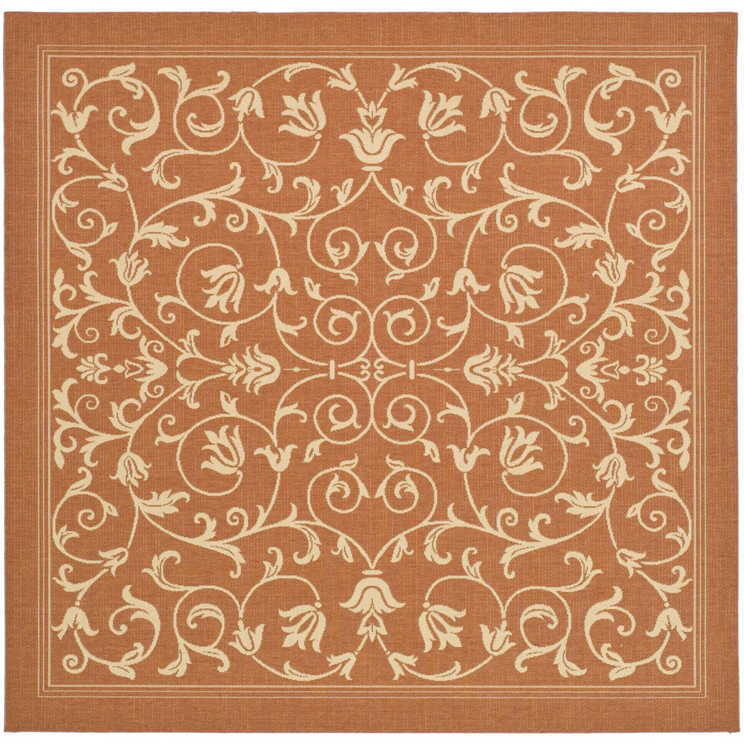 SAFAVIEH Outdoor CY2098-3202 Courtyard Terracotta / Natural Rug Image 10