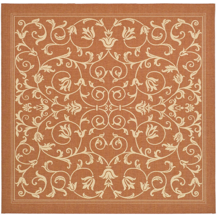 SAFAVIEH Outdoor CY2098-3202 Courtyard Terracotta / Natural Rug Image 10