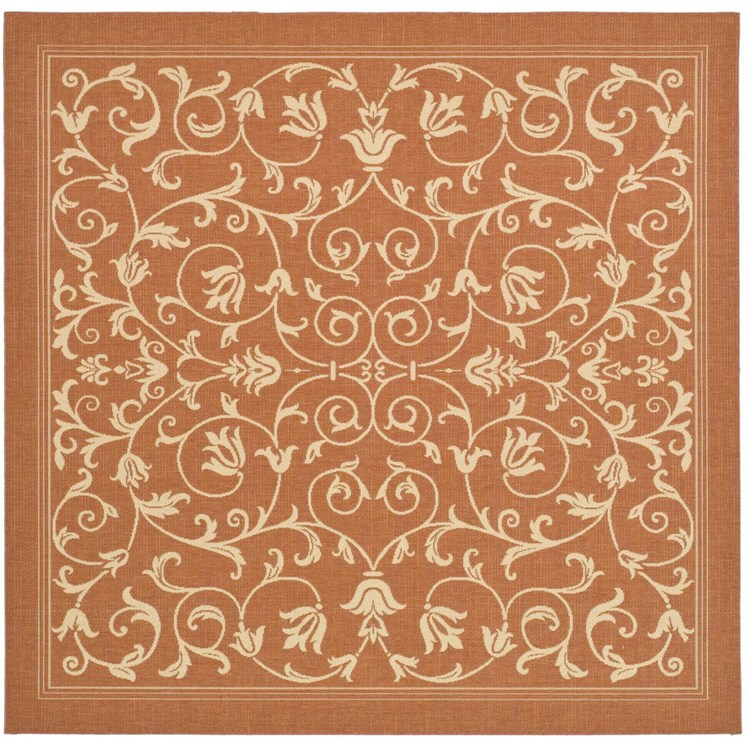 SAFAVIEH Outdoor CY2098-3202 Courtyard Terracotta / Natural Rug Image 1