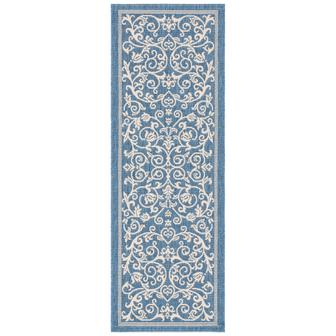 SAFAVIEH Outdoor CY2098-3103 Courtyard Blue / Natural Rug Image 12