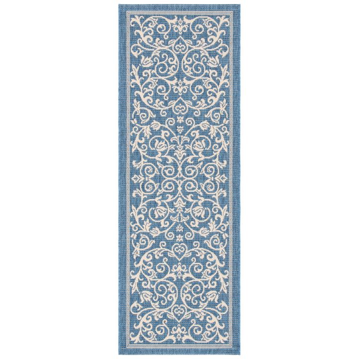 SAFAVIEH Outdoor CY2098-3103 Courtyard Blue / Natural Rug Image 12