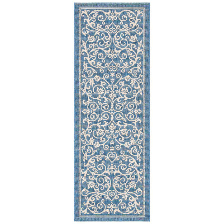 SAFAVIEH Outdoor CY2098-3103 Courtyard Blue / Natural Rug Image 1