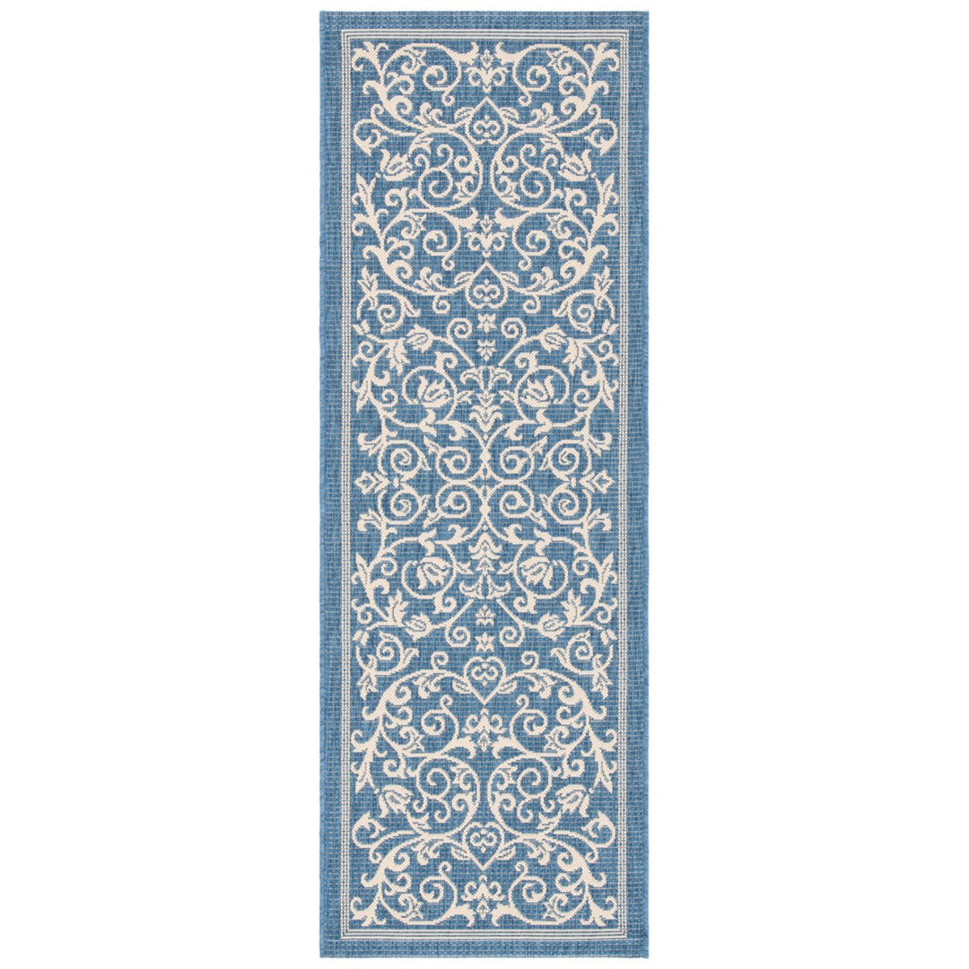 SAFAVIEH Outdoor CY2098-3103 Courtyard Blue / Natural Rug Image 12