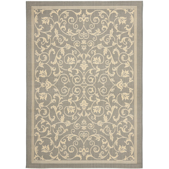 SAFAVIEH Outdoor CY2098-3606 Courtyard Grey / Natural Rug Image 1