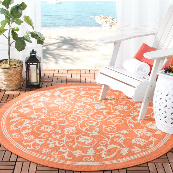 SAFAVIEH Outdoor CY2098-3202 Courtyard Terracotta / Natural Rug Image 11