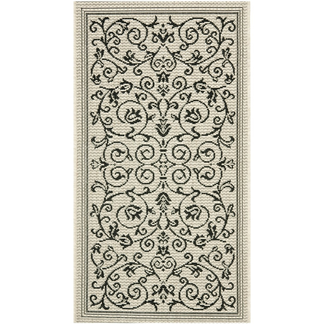 SAFAVIEH Indoor Outdoor CY2098-3901 Courtyard Sand / Black Rug Image 1