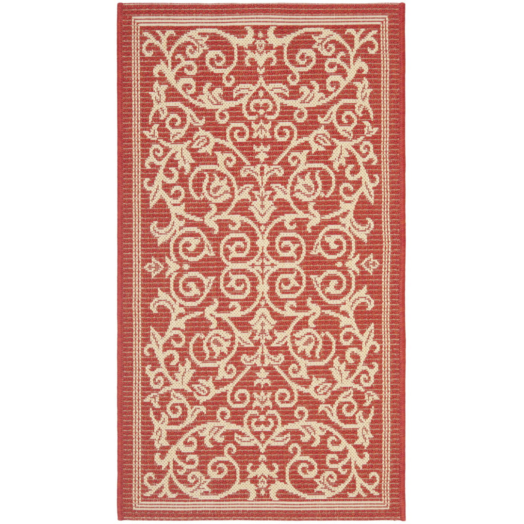 SAFAVIEH Outdoor CY2098-3707 Courtyard Red / Natural Rug Image 2