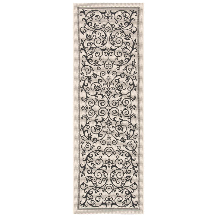 SAFAVIEH Indoor Outdoor CY2098-3901 Courtyard Sand / Black Rug Image 1