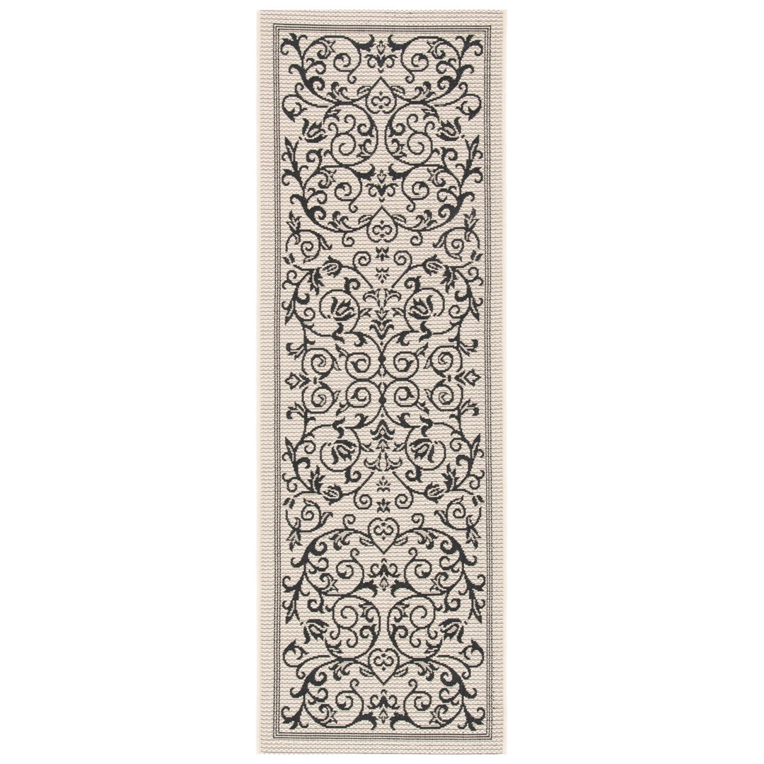 SAFAVIEH Indoor Outdoor CY2098-3901 Courtyard Sand / Black Rug Image 1