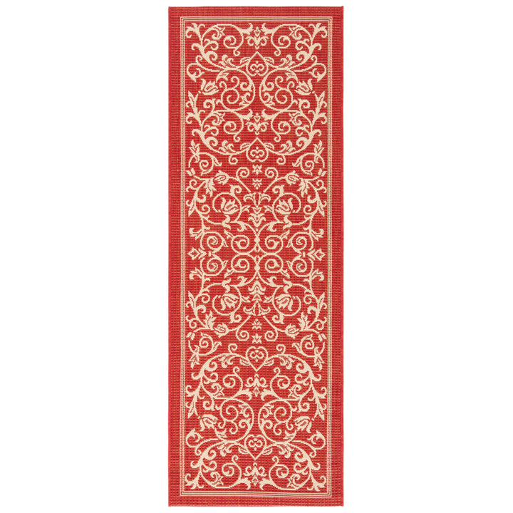 SAFAVIEH Outdoor CY2098-3707 Courtyard Red / Natural Rug Image 3