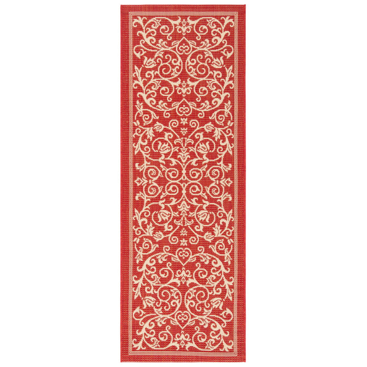 SAFAVIEH Outdoor CY2098-3707 Courtyard Red / Natural Rug Image 1