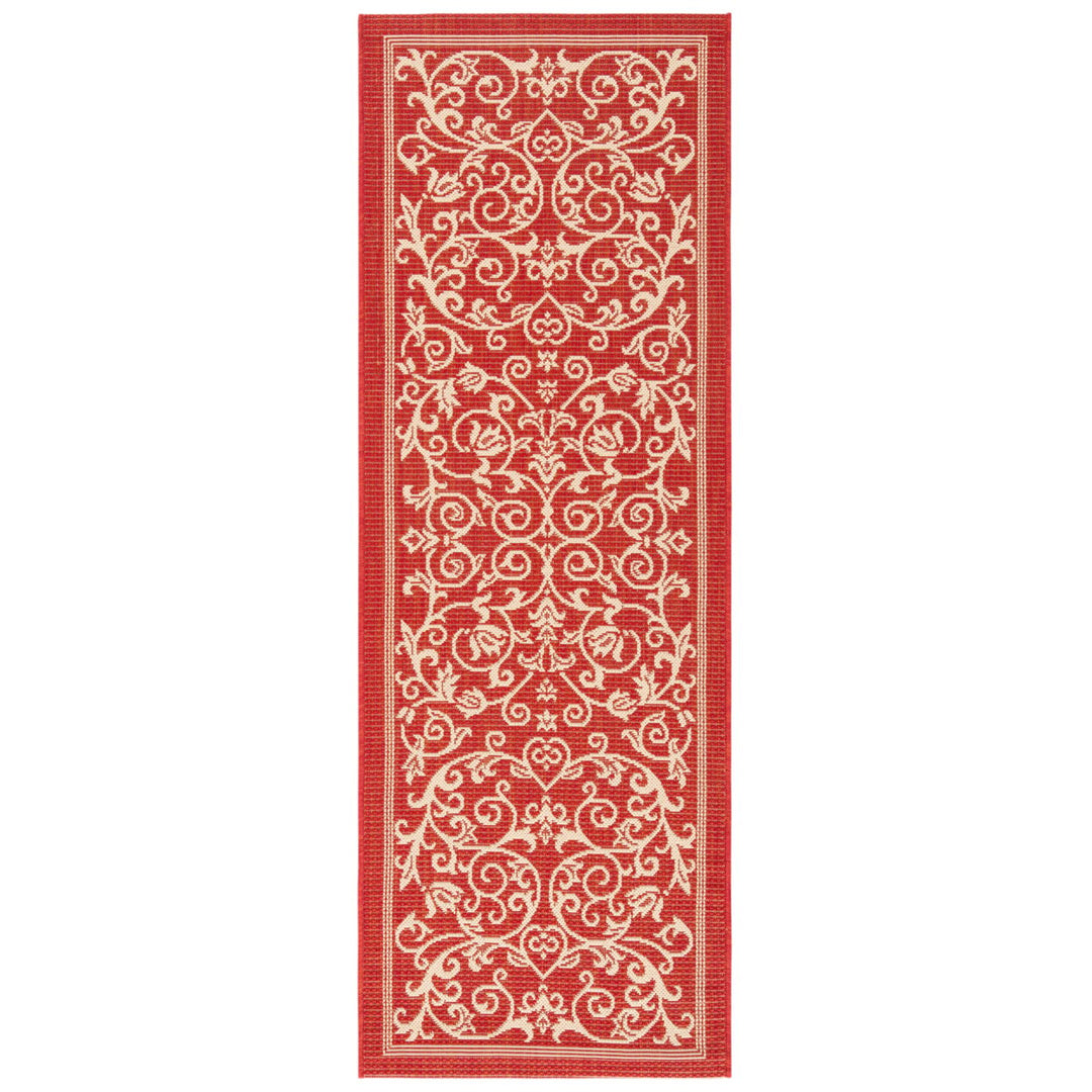 SAFAVIEH Outdoor CY2098-3707 Courtyard Red / Natural Rug Image 1