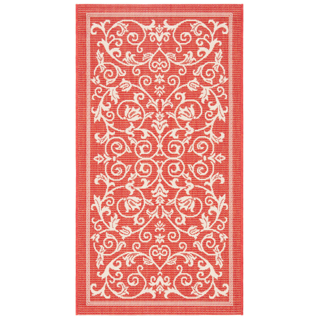 SAFAVIEH Outdoor CY2098-3707 Courtyard Red / Natural Rug Image 4