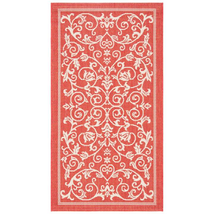 SAFAVIEH Outdoor CY2098-3707 Courtyard Red / Natural Rug Image 4