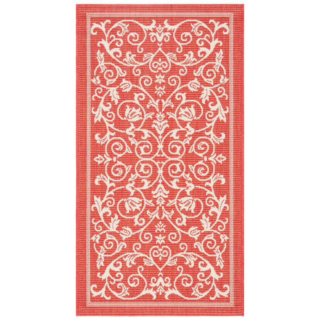 SAFAVIEH Outdoor CY2098-3707 Courtyard Red / Natural Rug Image 1