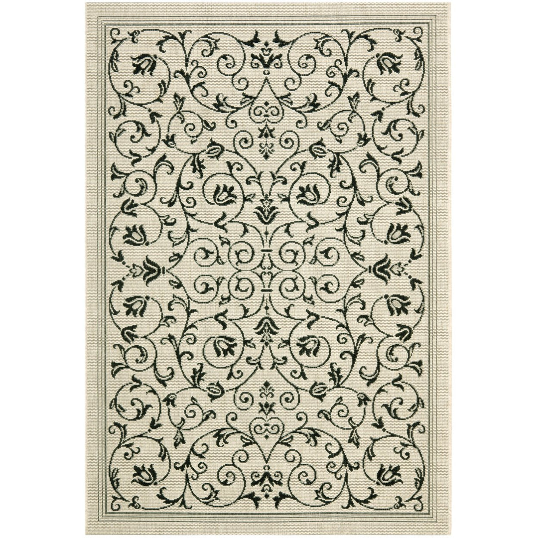 SAFAVIEH Indoor Outdoor CY2098-3901 Courtyard Sand / Black Rug Image 1