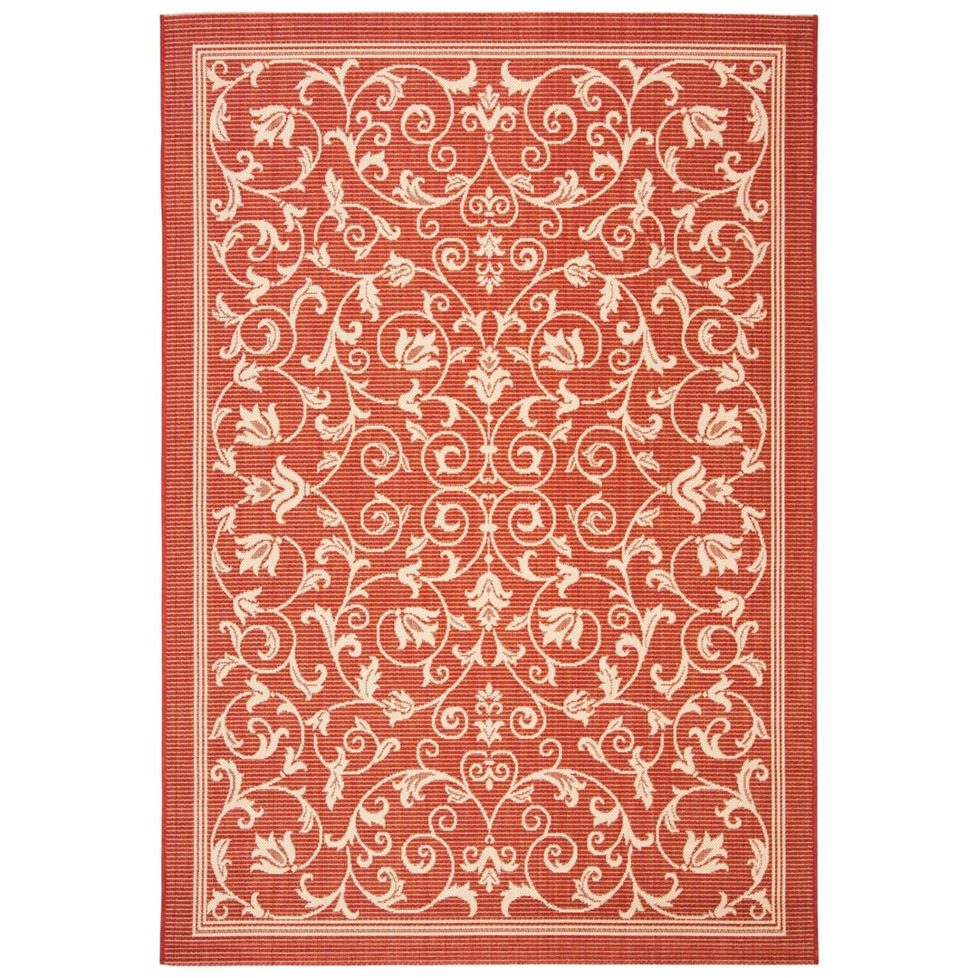 SAFAVIEH Outdoor CY2098-3707 Courtyard Red / Natural Rug Image 5