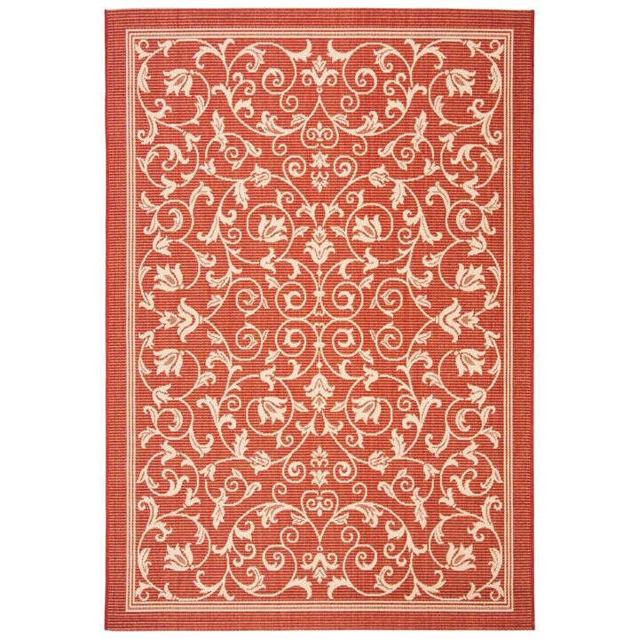 SAFAVIEH Outdoor CY2098-3707 Courtyard Red / Natural Rug Image 1