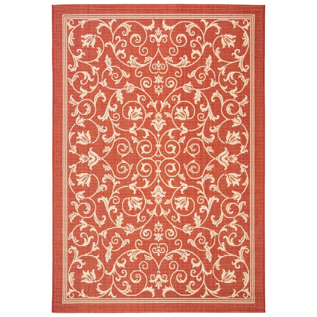 SAFAVIEH Outdoor CY2098-3707 Courtyard Red / Natural Rug Image 1