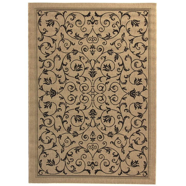 SAFAVIEH Indoor Outdoor CY2098-3901 Courtyard Sand / Black Rug Image 1